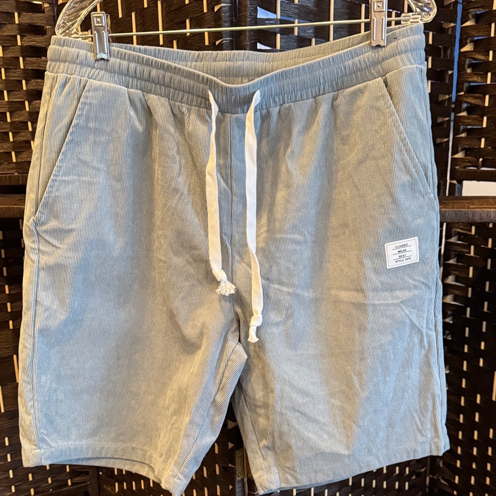 Mens Casual Gray Drawstring Shorts Size L